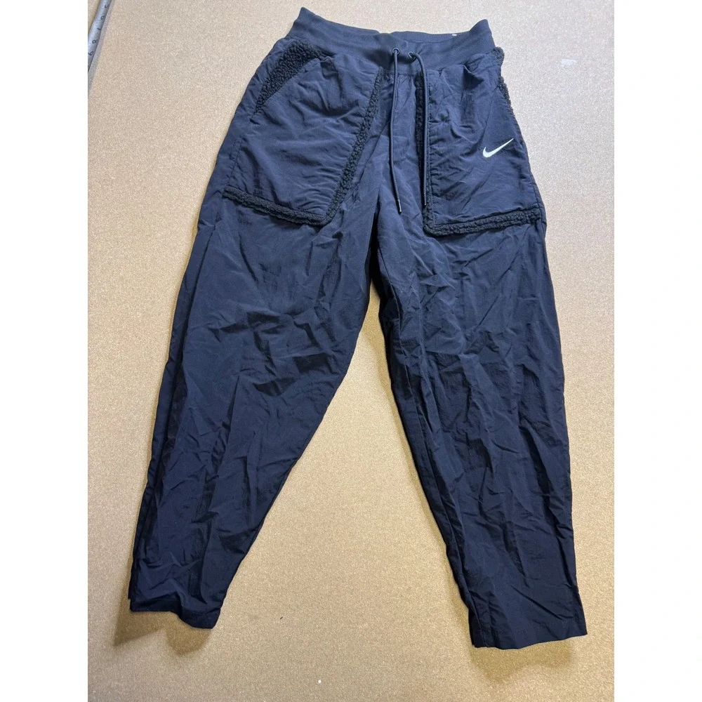 Nike Sherpa Trim Track Pants Black Athletic Joggers Women's Size S‎ $89
